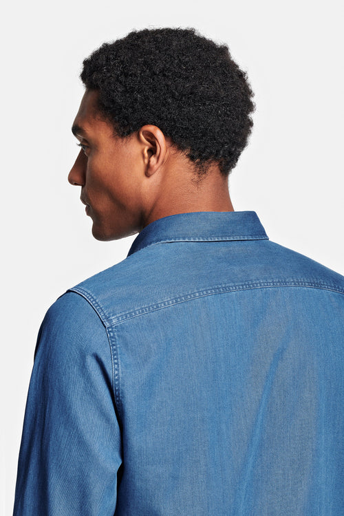 mid blue men's denim shirt | MR MARVIS
