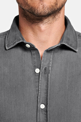 Miles * The Denim Shirt mid grey men's denim shirt | MR MARVIS