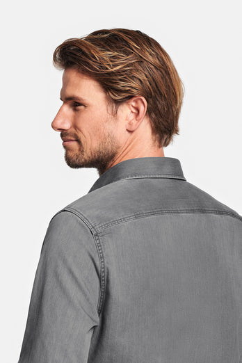 Miles * The Denim Shirt mid grey men's denim shirt | MR MARVIS