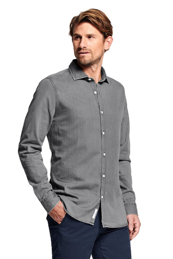 Miles * The Denim Shirt mid grey men's denim shirt | MR MARVIS